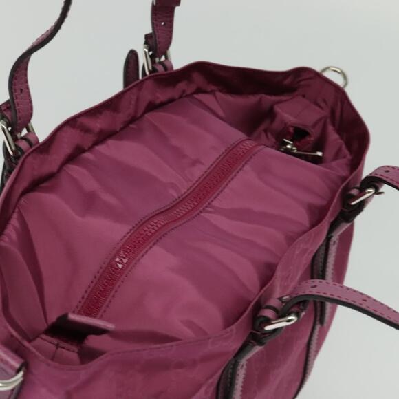 GUCCI GG Canvas Guccissima Hand Bag Nylon Pink Silver - Picture 6 of 16